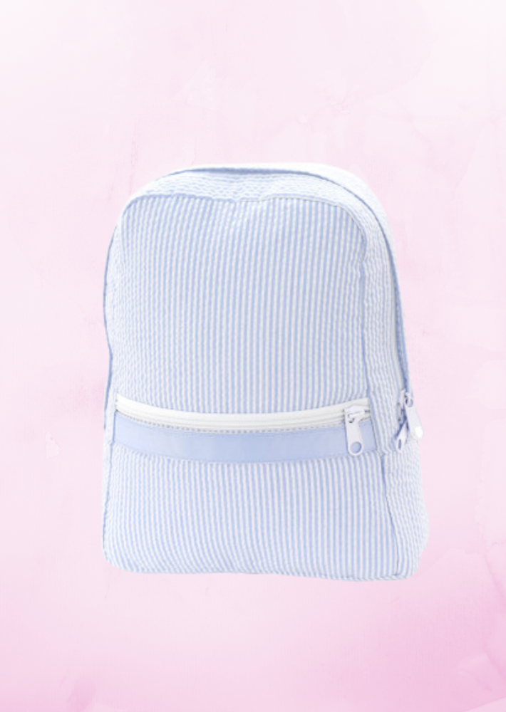 Mini Blue Seersucker Backpack