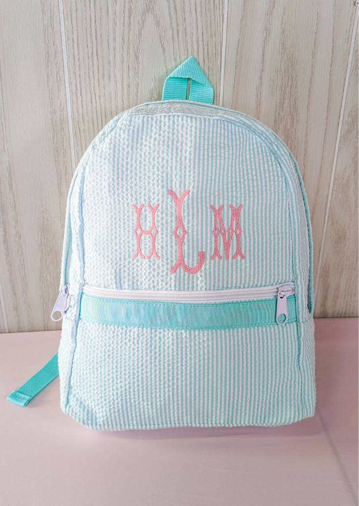 Mini Mint Seersucker Backpack