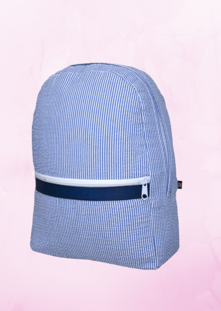 Navy Seersucker Backpack