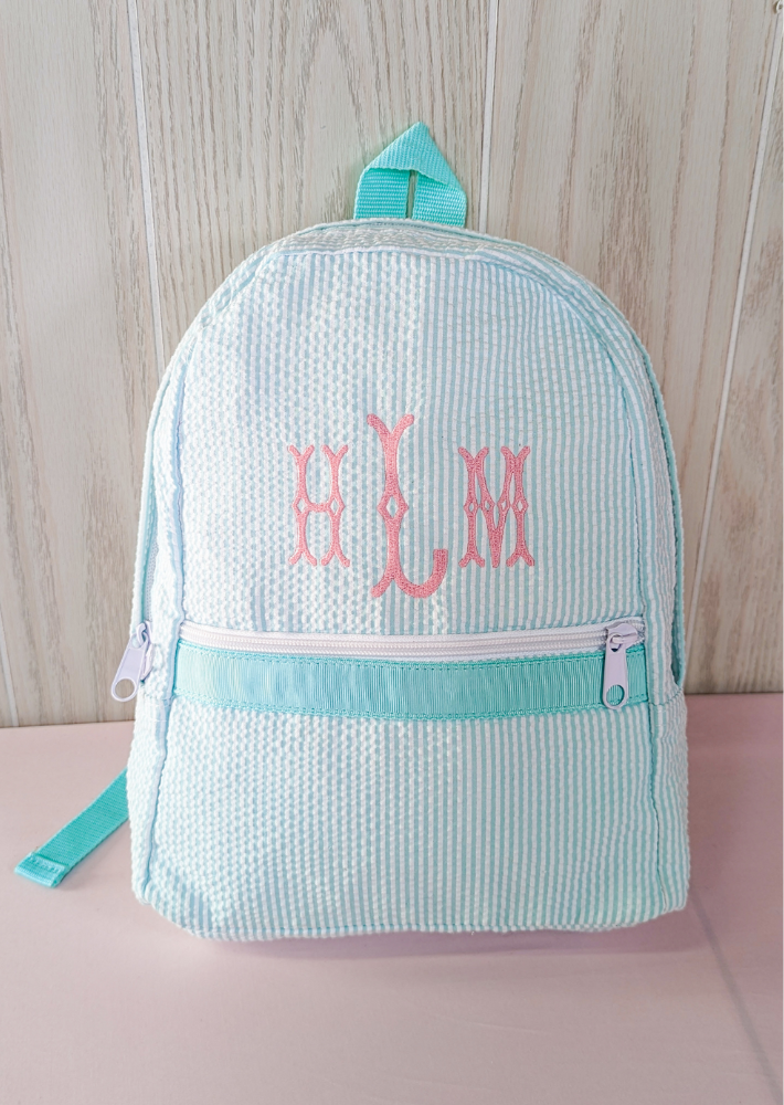 Monogrammed Mint Backpack