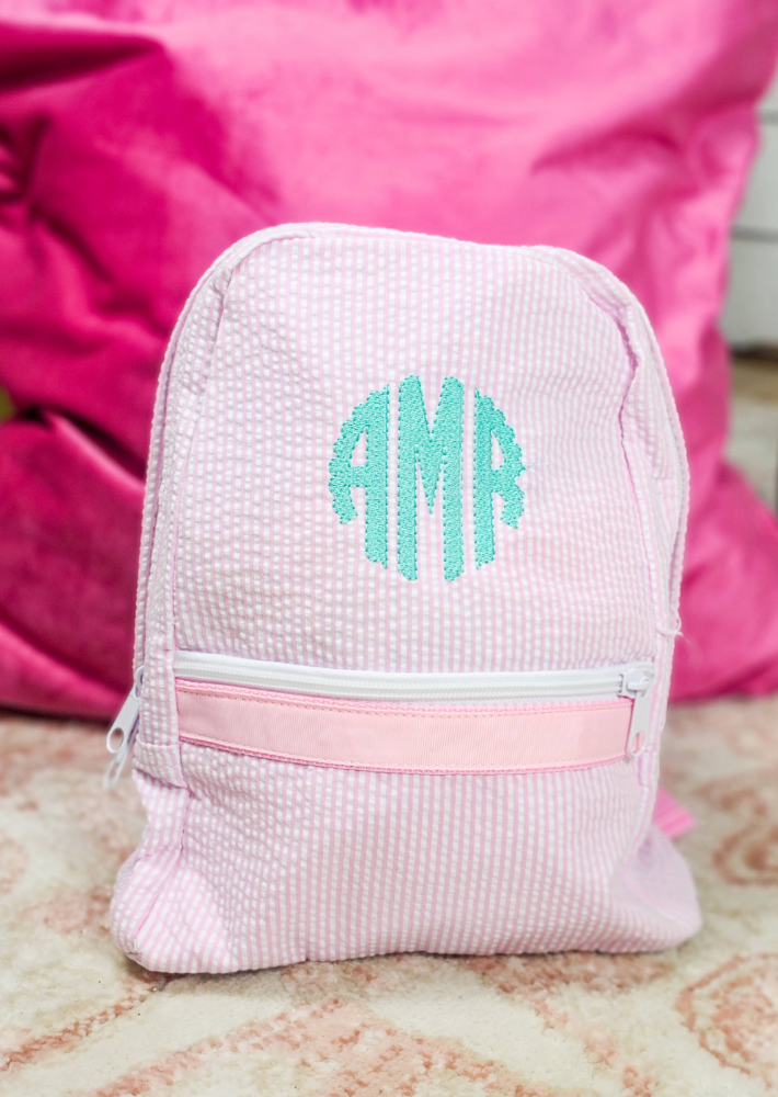 Mini Seersucker Pink Backpack Sugar Sass Gifts